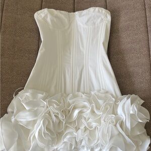 White Strapless Dress with rose details